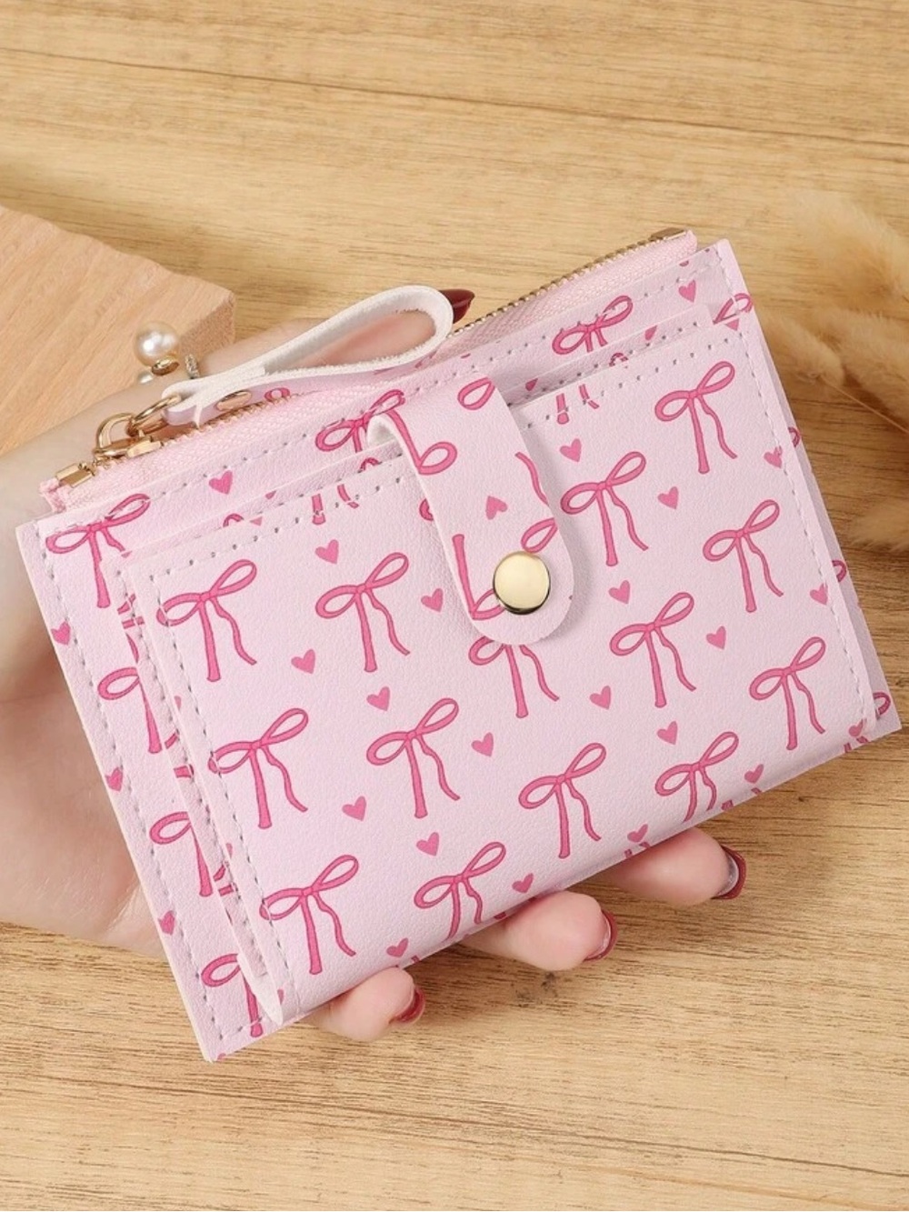 🎀NEW Pink Bow Print Card Holder Wallet🎀 - Picture 3 of 3